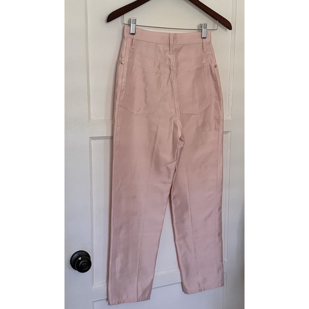 Vintage 90s Christian Dior Baby Pink Silk Tapered Pants High Waist Sz 36 READ - Picture 2 of 7